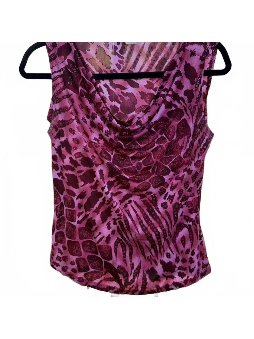 Y2K Cowl Neck Animal Print Tank Measures Size S